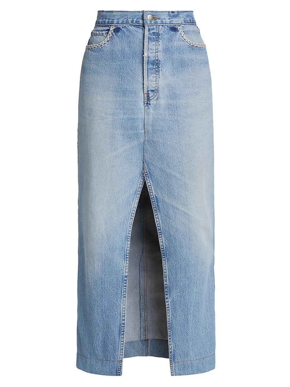 Womens Marion Mended Maxi Denim Skirt Product Image