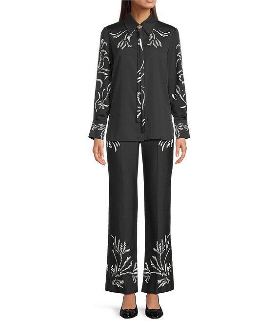 Marella Coordinating Egizio Crepe Back Satin Placement Print Flare Leg Pants Product Image