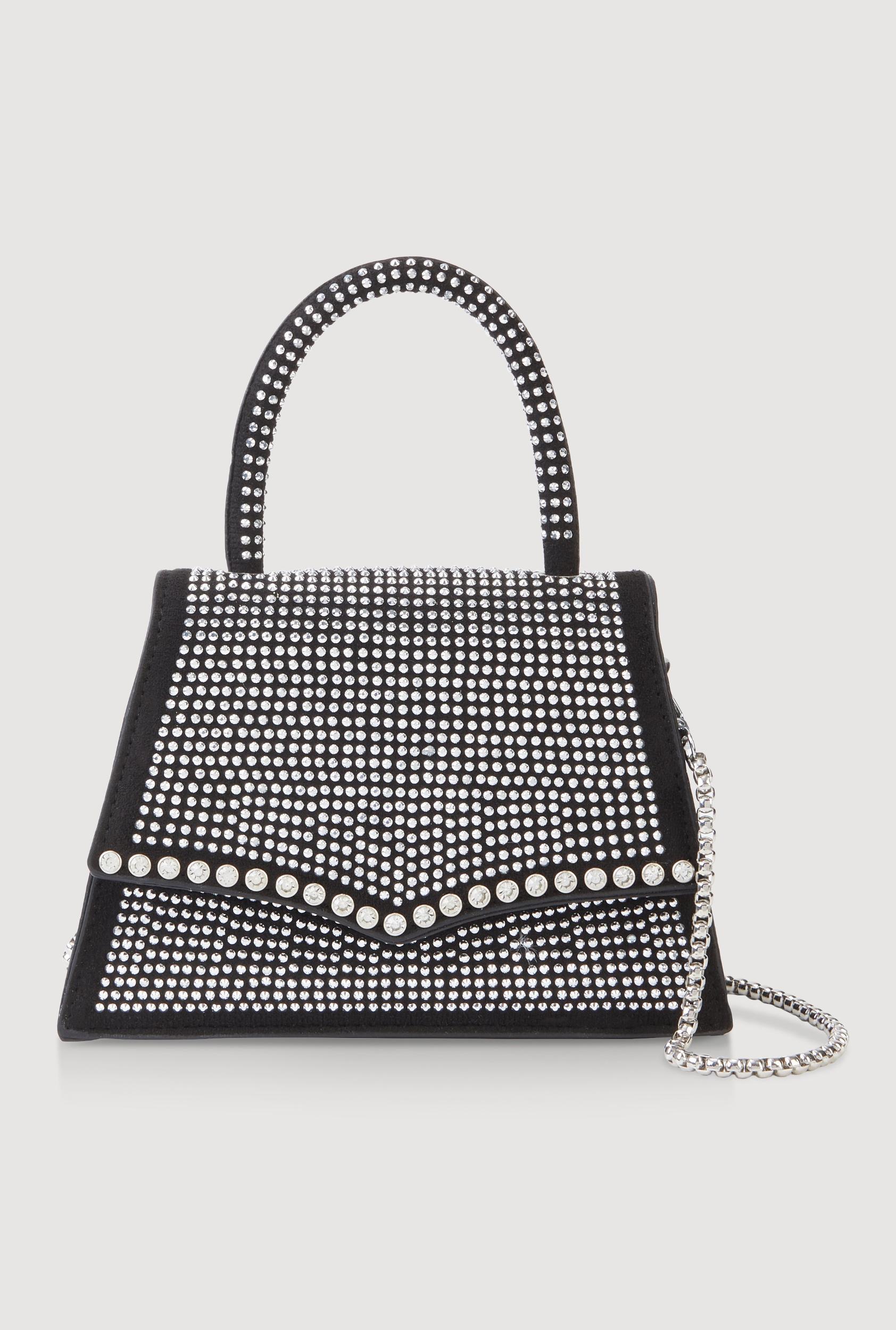 Rhinestone Studded Faux Leather Handbag Female Product Image