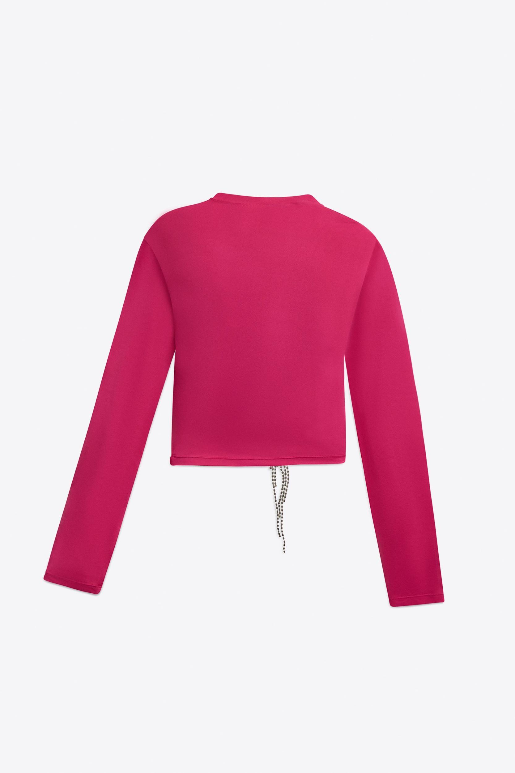 Crystal Flower Draped Long Sleeve Top Product Image