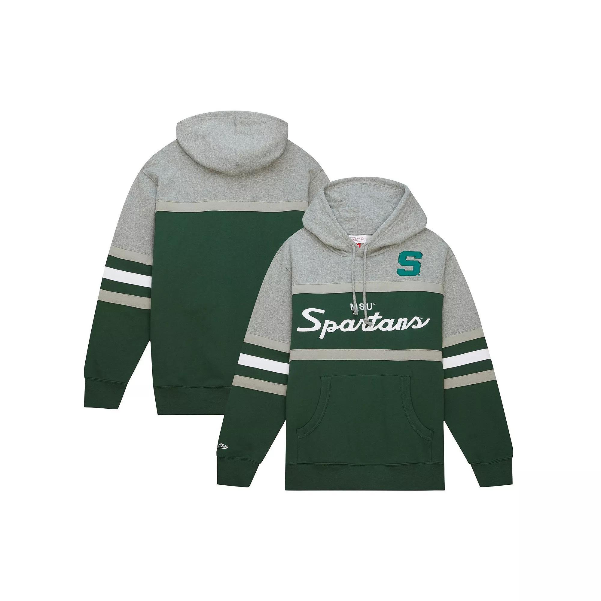 Men's Mitchell & Ness  Green Michigan State Spartans Head Coach Pullover Hoodie, Size: 3XL Product Image