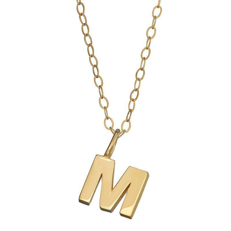 10K Gold Initial Pendant on 14K Gold Filled Chain, Womens Product Image