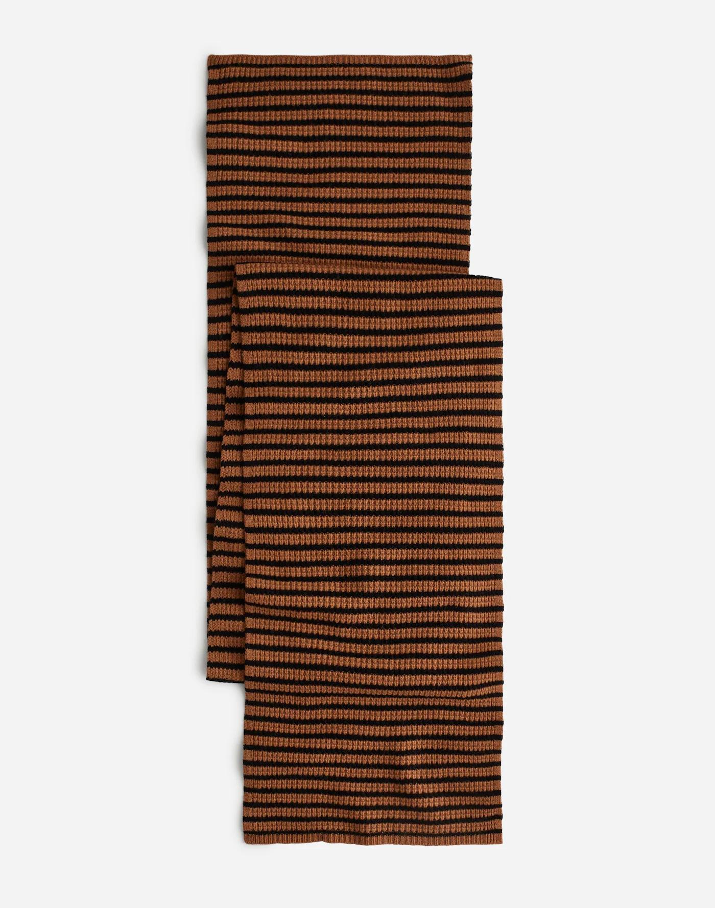 Wool Waffle-Knit Scarf in Stripe Product Image