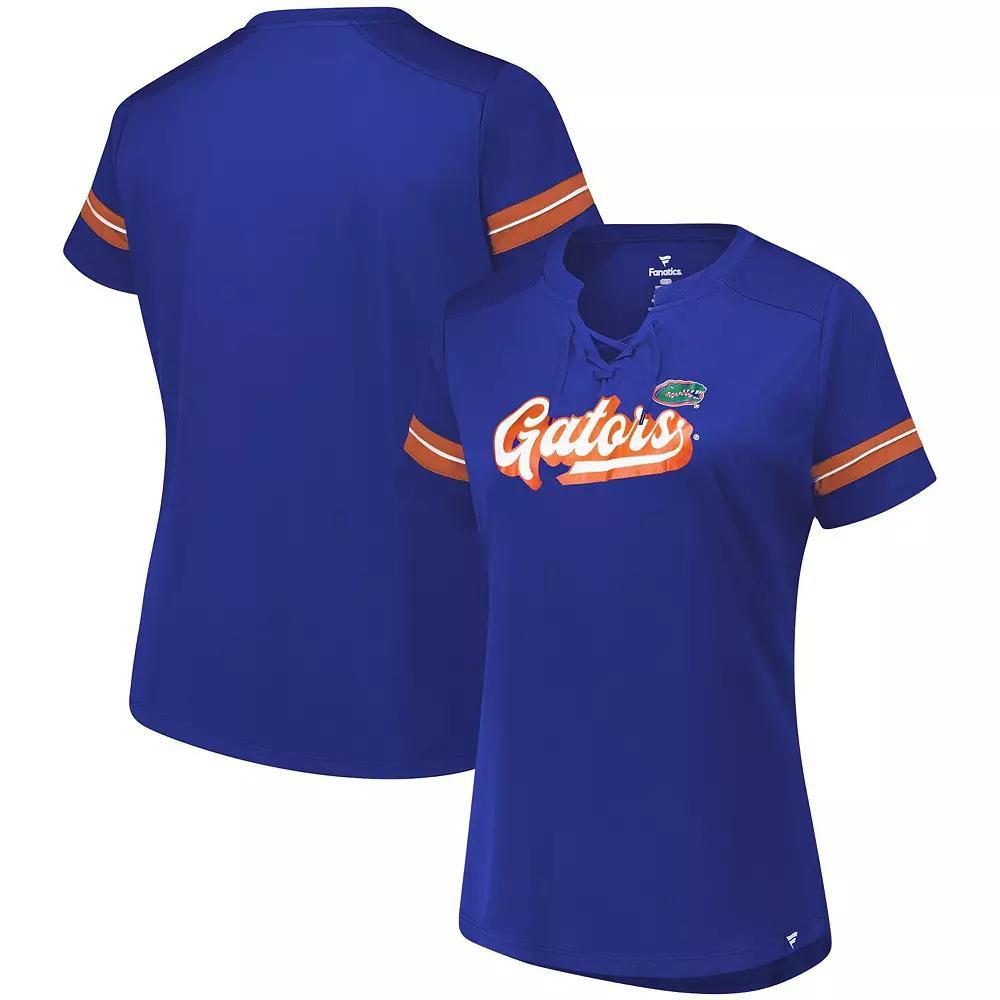 Women's Fanatics Royal Florida Gators Plus Size Overtime Readiness Lace-Up T-Shirt, Size: 2XL, Blue Product Image