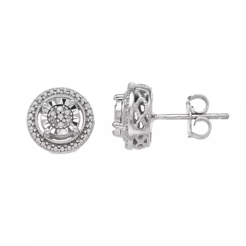 Diamond Facets Sterling Silver 1/20 Carat T.W. Diamond Round Cluster Stud Earrings, Women's, Size: 18" Product Image