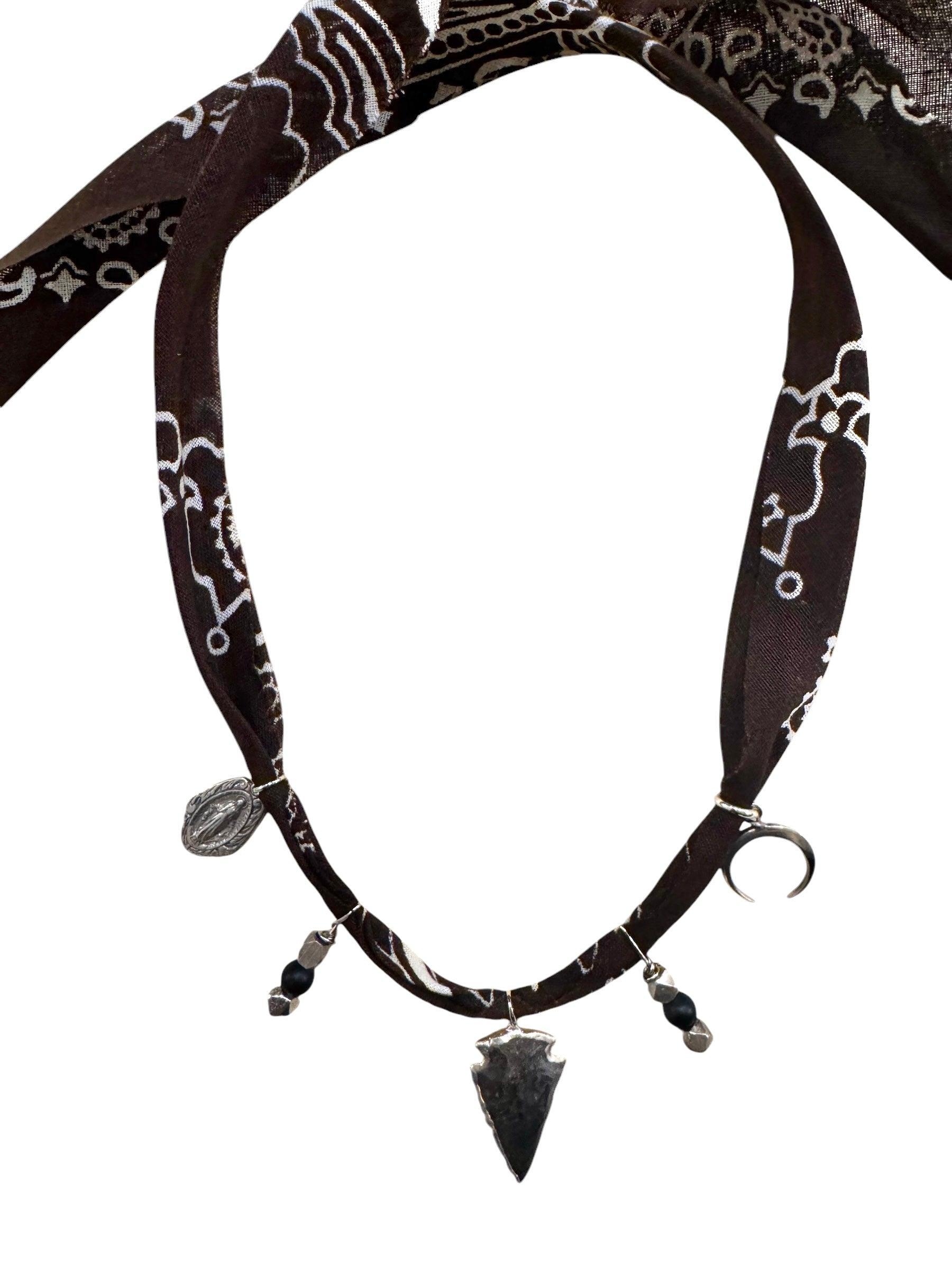 Sterling Silver Brown Bandana Necklace Product Image