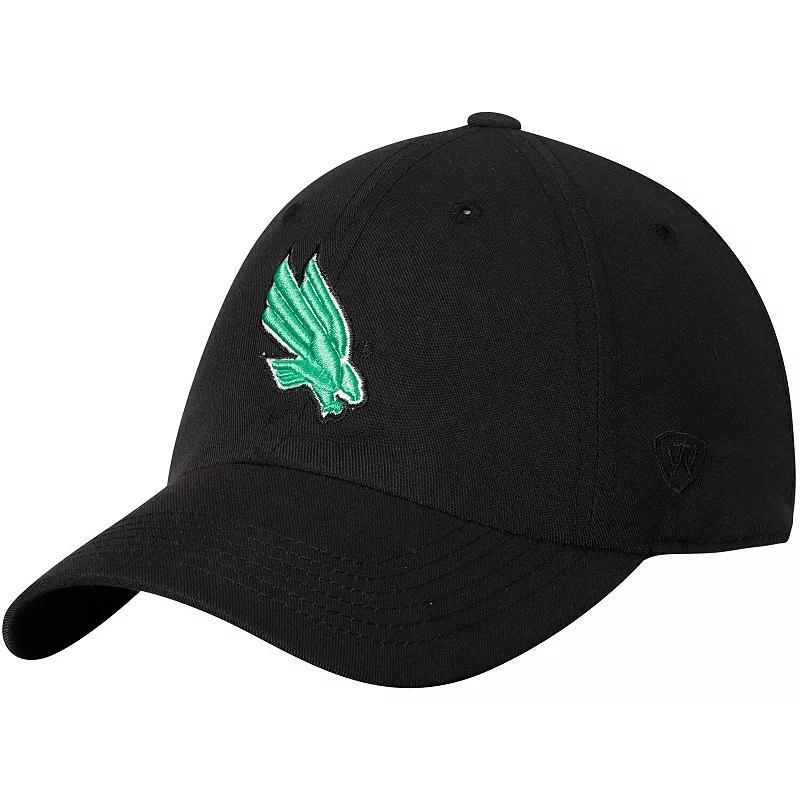 Men's Top of the World Black North Texas Mean Green Primary Logo Staple Adjustable Hat, Nc2 Black Product Image