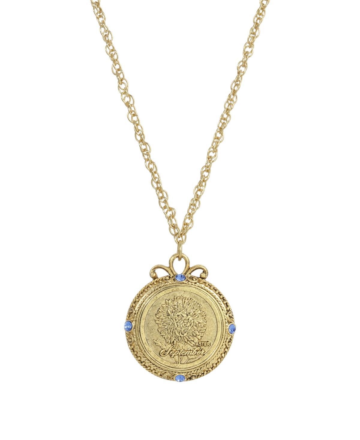 1928 Gold Tone Flower of the Month Pendant Necklace, Womens, September Product Image