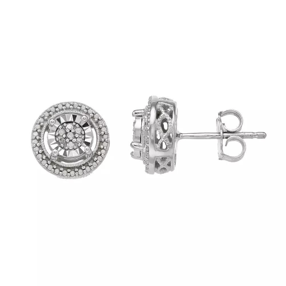 Diamond Facets Sterling Silver 1/20 Carat T.W. Diamond Round Cluster Stud Earrings, Women's, Size: 18" Product Image