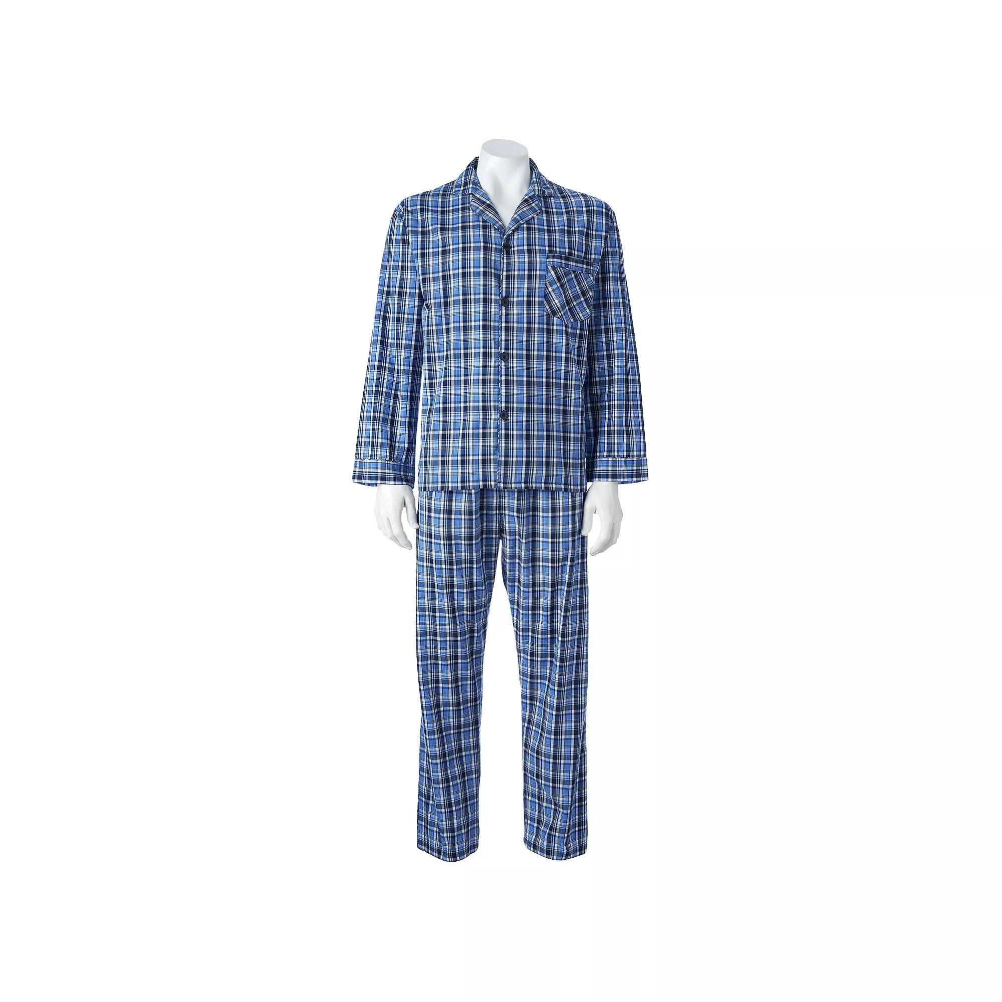 Big & Tall Hanes® Classics Pajama Set, Men's, Size: 4XL, Blue Plaid Product Image