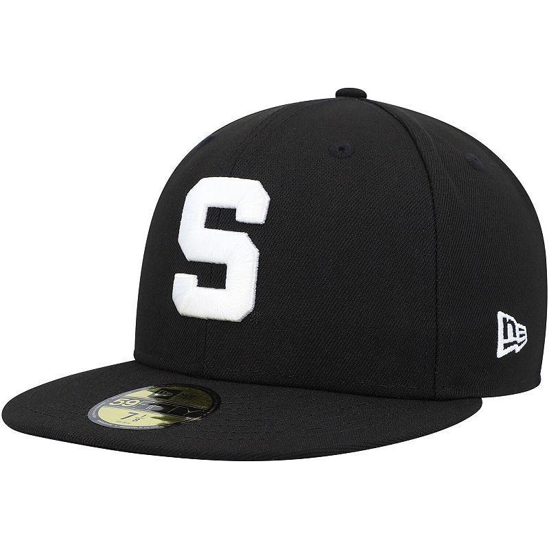 Mens New Era Michigan State Spartans Black and White 59FIFTY Fitted Hat - Black Product Image