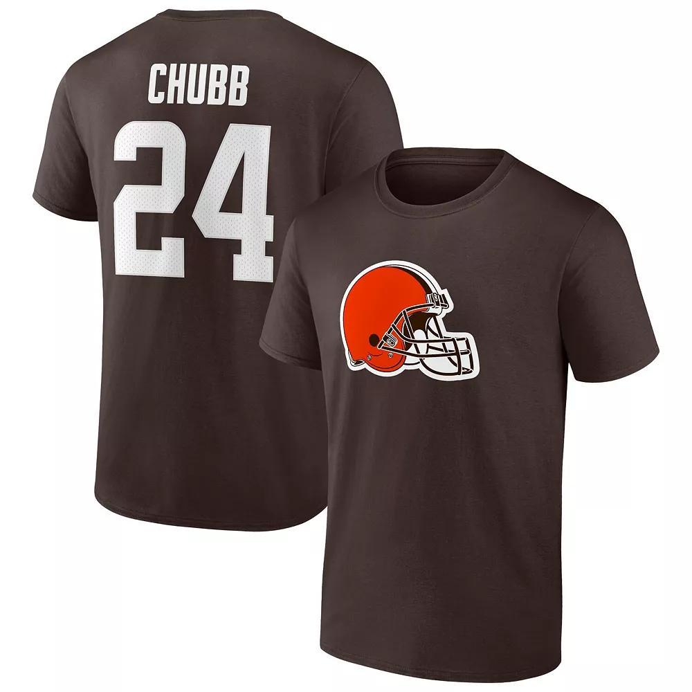 Men's Fanatics Branded Nick Chubb Brown Cleveland Browns Player Icon Name & Number T-Shirt, Size: Medium Product Image