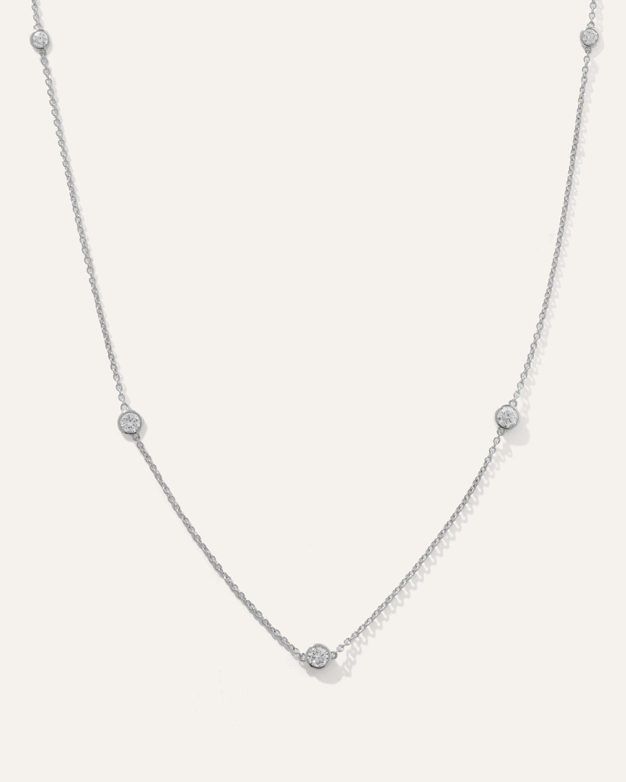 14K Gold Diamond Bezel Station Necklace Product Image
