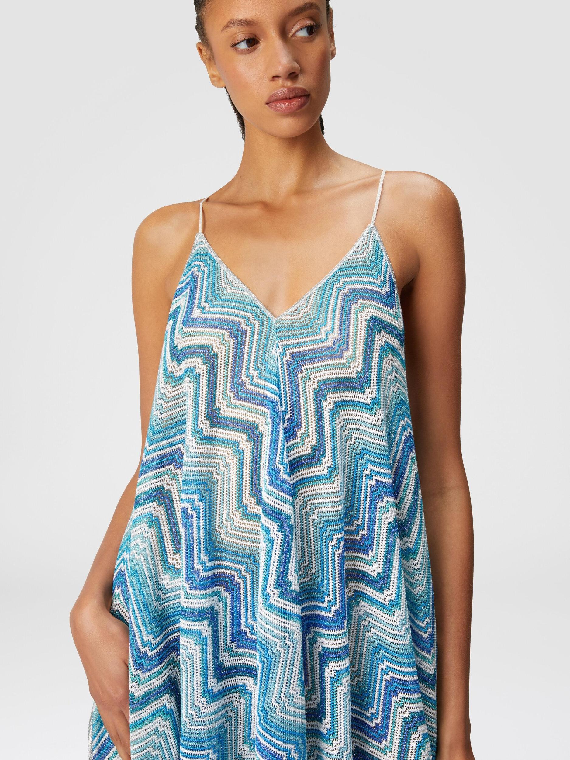 Long cover-up with neck scarf cut in chevron crochet lamé Product Image