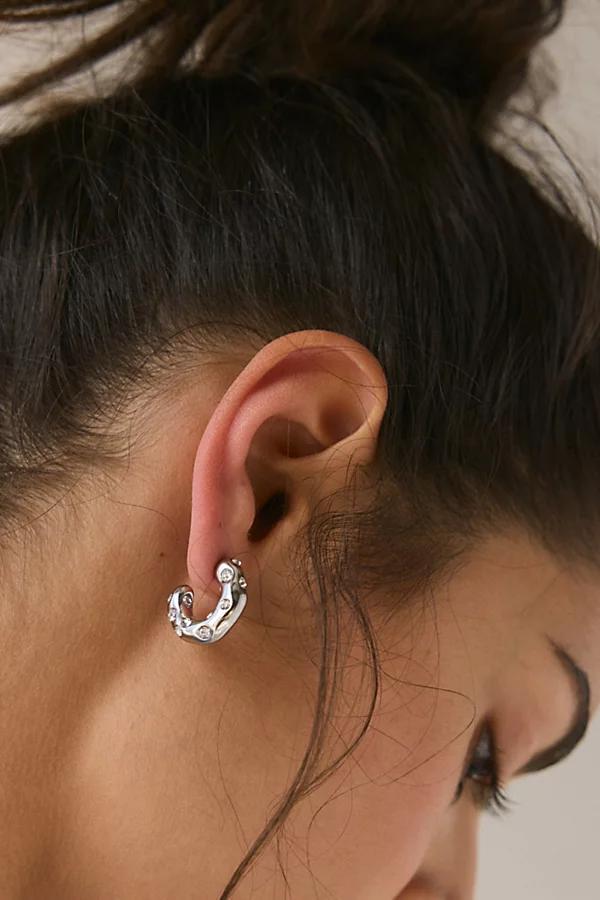 Gem Inset Waterproof Hoop Earring Womens at Urban Outfitters Product Image