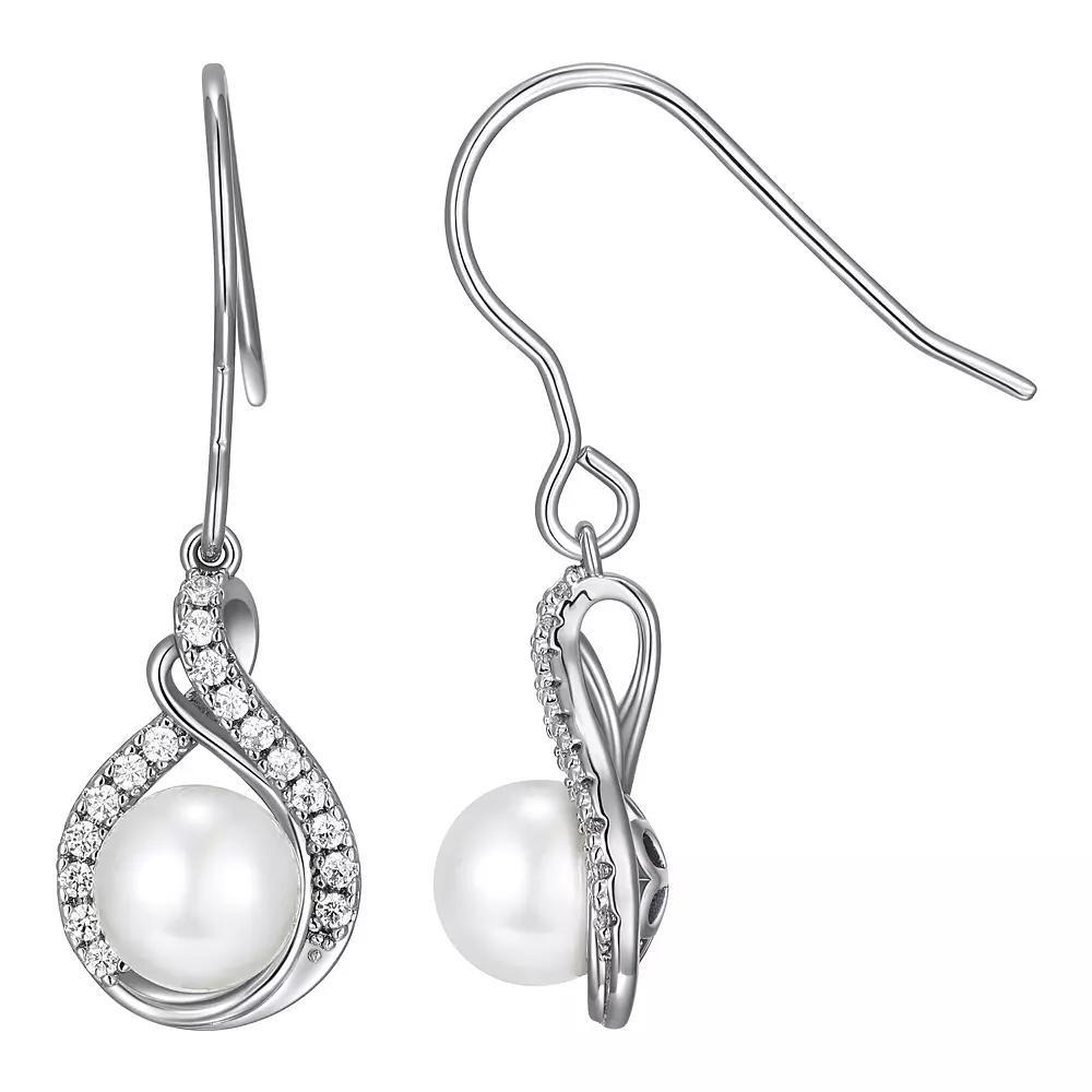 Sarafina Simulated Pearl & Cubic Zirconia Drop Earrings, Women's, Silver Tone Product Image