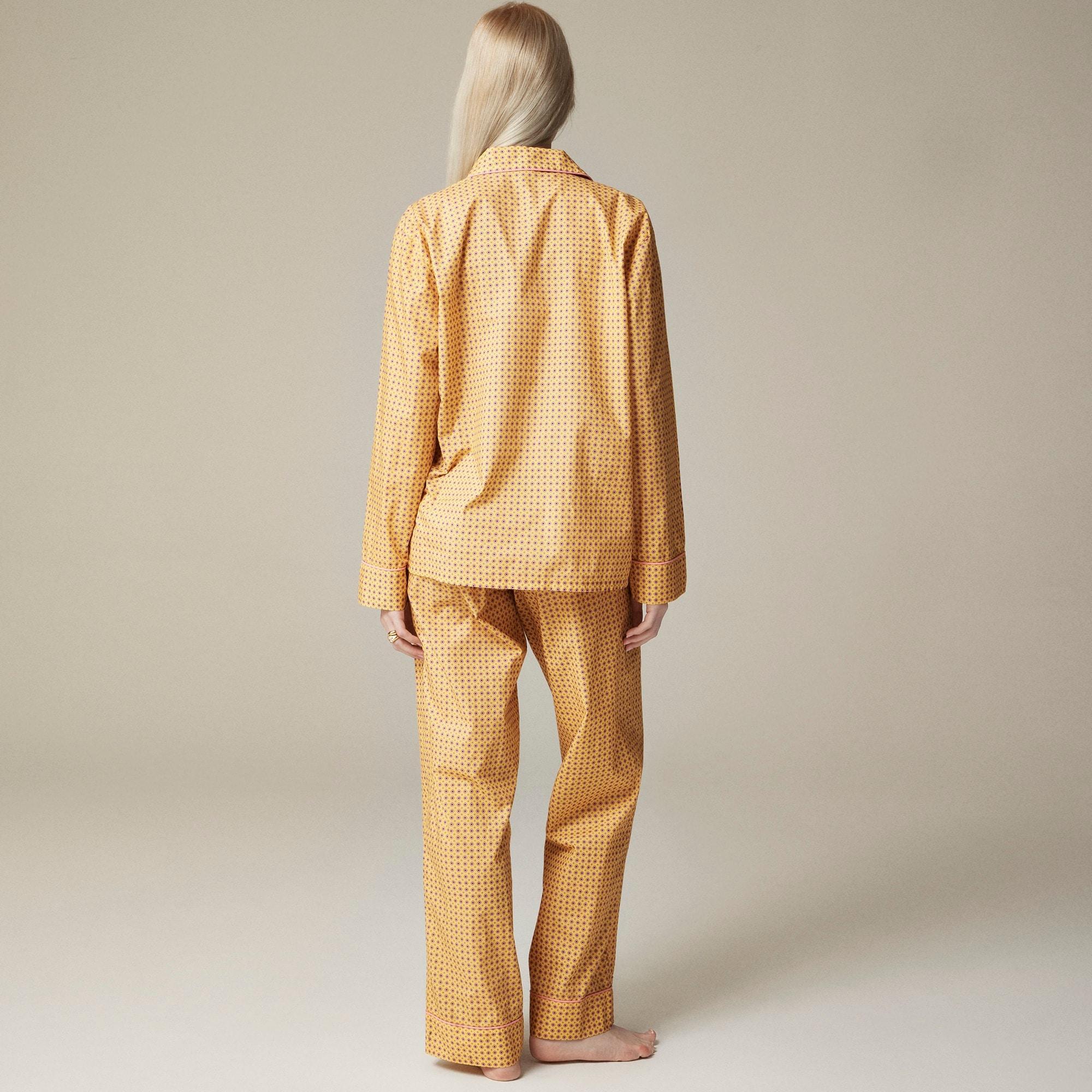 Cotton poplin pajama pant set in dot Product Image