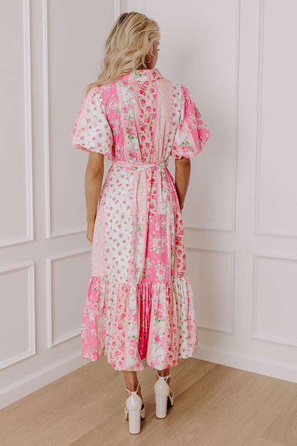 Love-Struck Floral Midi Dress in Pink Product Image