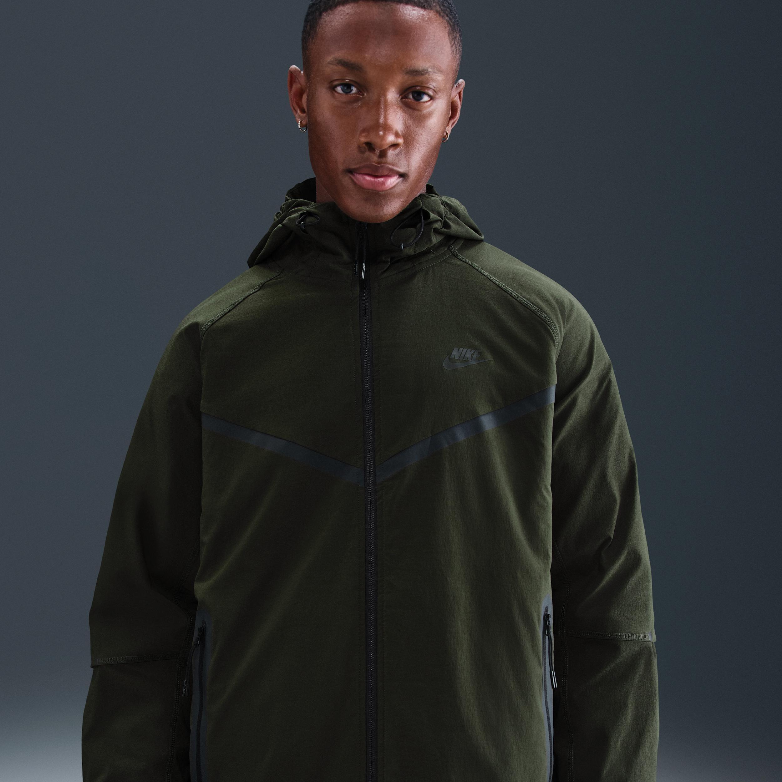 Nike Mens Tech Windrunner Woven Full-Zip Jacket in Sequoia/Black Product Image