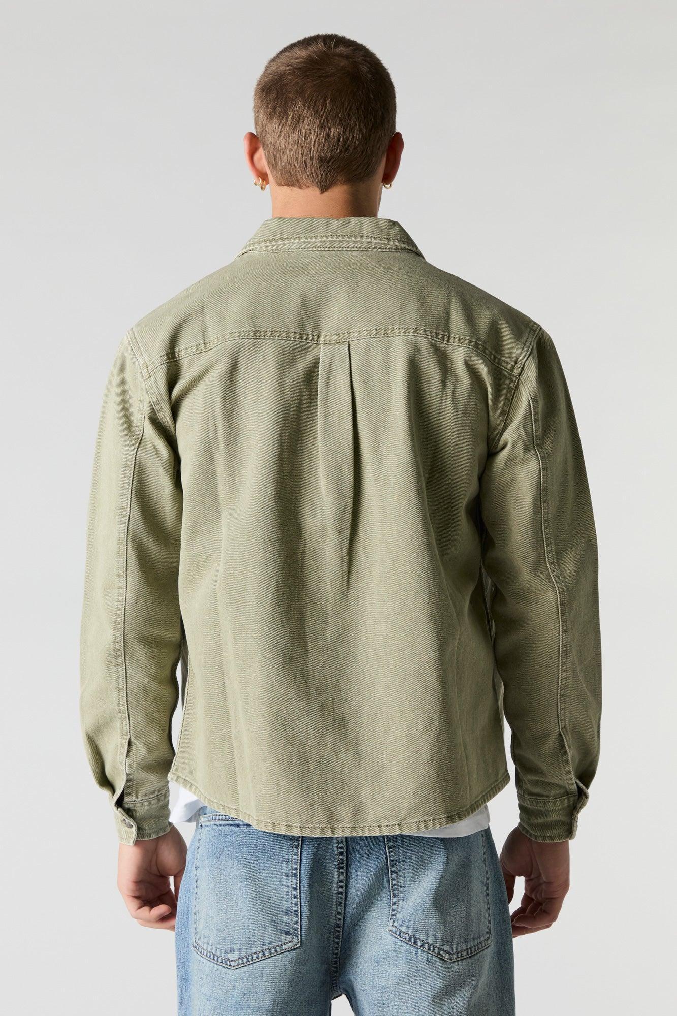 Denim Wash Collared Button-up Top Male Product Image
