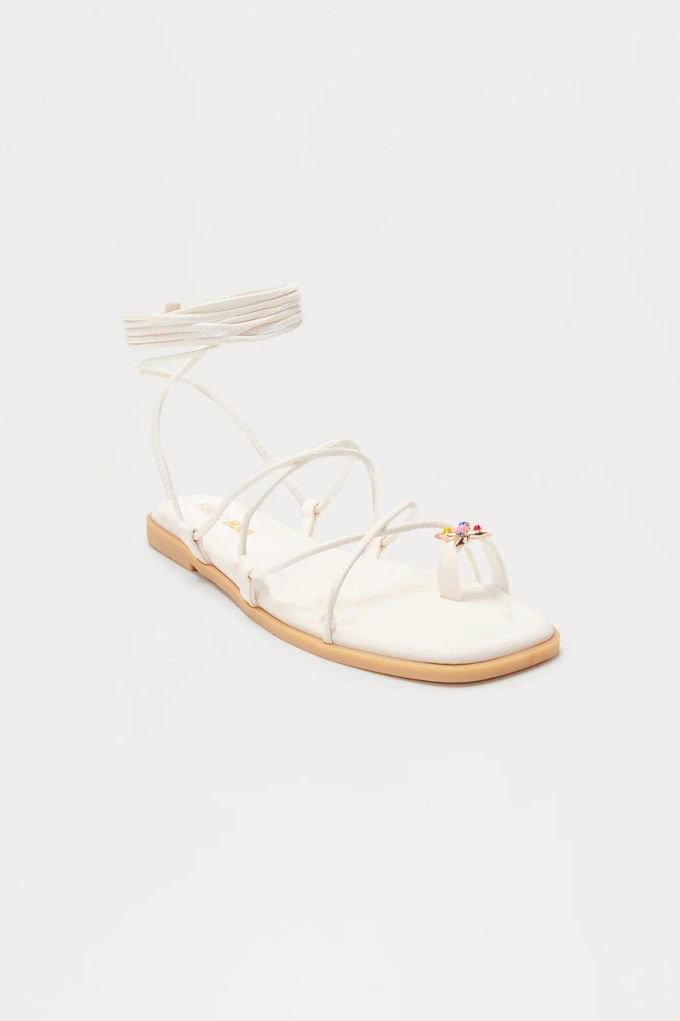 Mai Tai Toe Ring Wrap Up Sandals - Beige Product Image