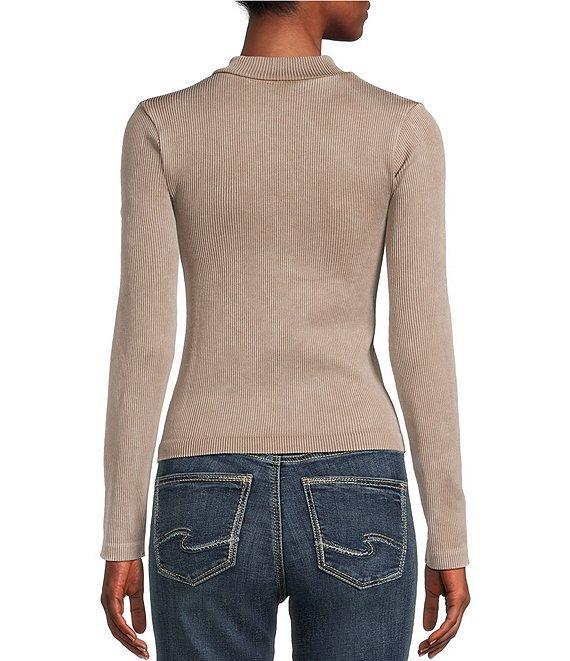 Moa Moa Mock Neck Long Sleeve Quarter Zip Top Product Image
