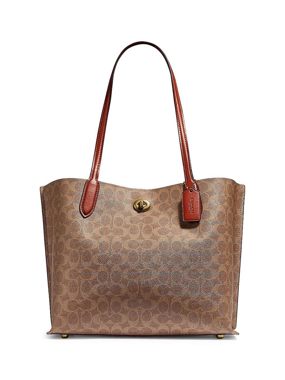 COACH Signature Logo Willow Canvas and Leather Tote Bag Product Image
