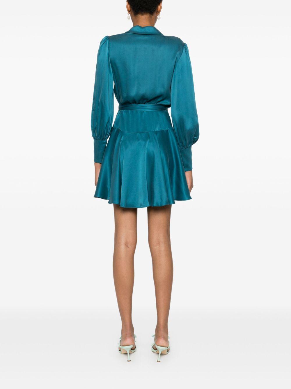ZIMMERMANN Silk Wrap Dress In Teal Product Image