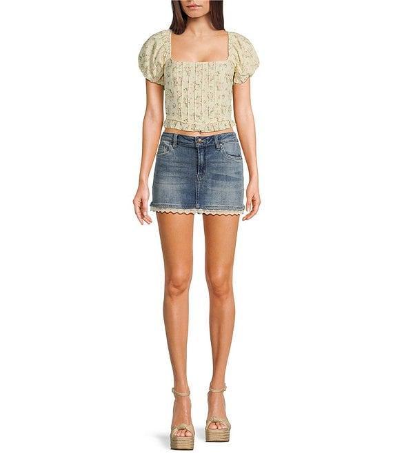 YMI Jeanswear Mid Rise Lace Trimmed Micro Miniskirt Product Image