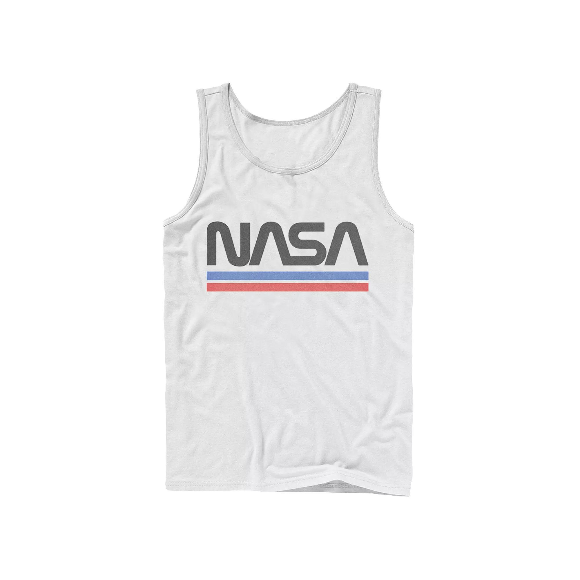 Mens NASA Red Blue Stripe Minimal Logo Vintage Graphic Tank Top Product Image