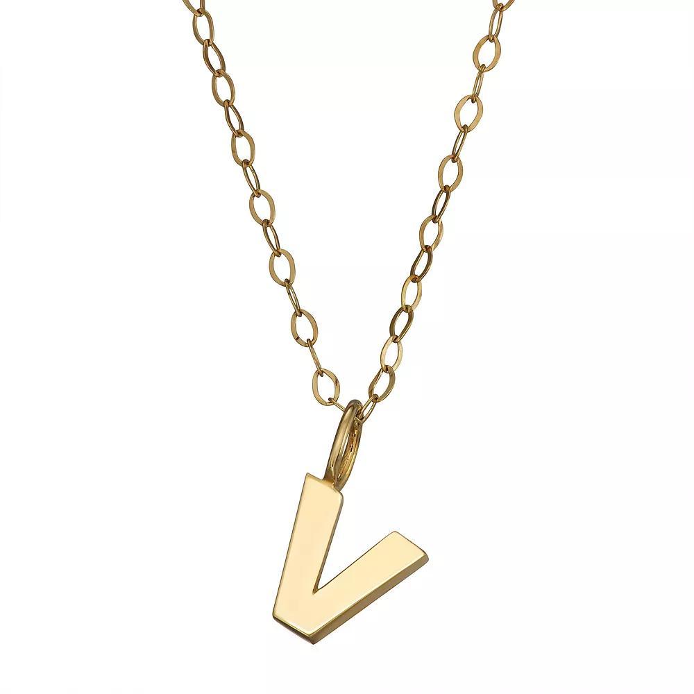 10K Gold Initial Pendant on 14K Gold Filled Chain, Womens Product Image
