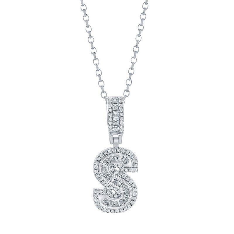Argento Bella Sterling Silver Cubic Zirconia Initial Pendant Necklace, Women's, Size: 18", Sterling E Product Image