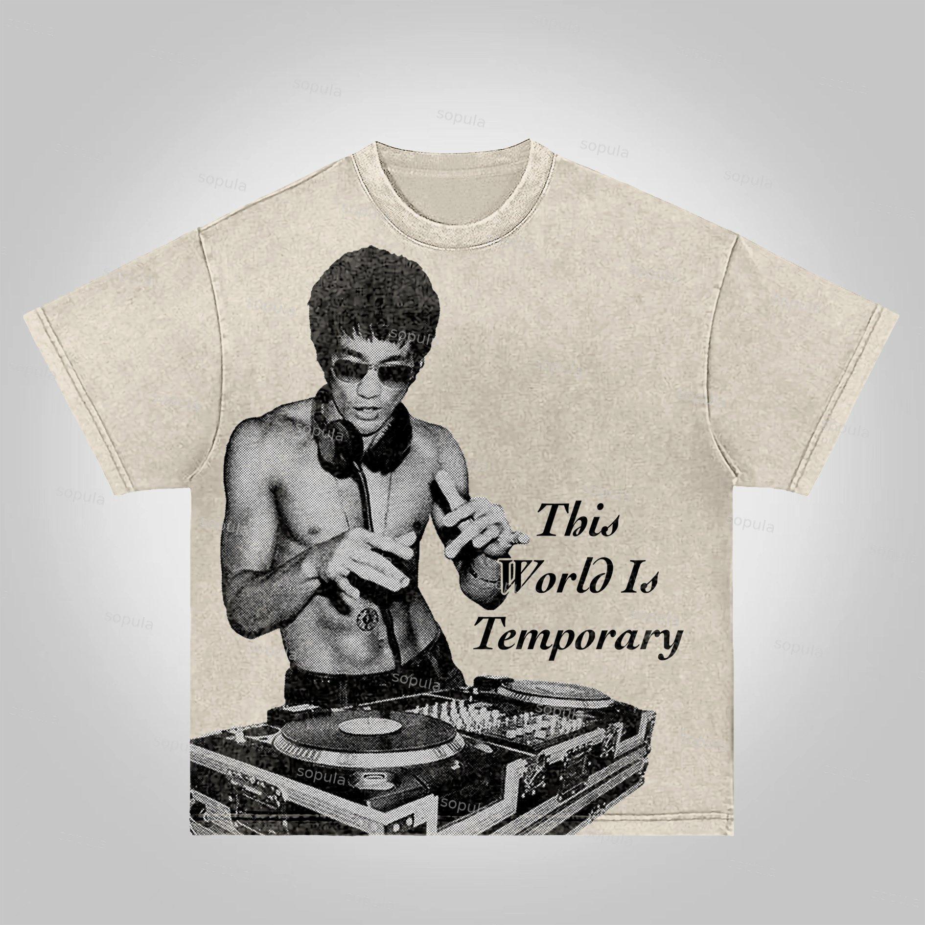Sopula This World Is Temporary Celebrity Graphic Acid Wash T-shirt Product Image