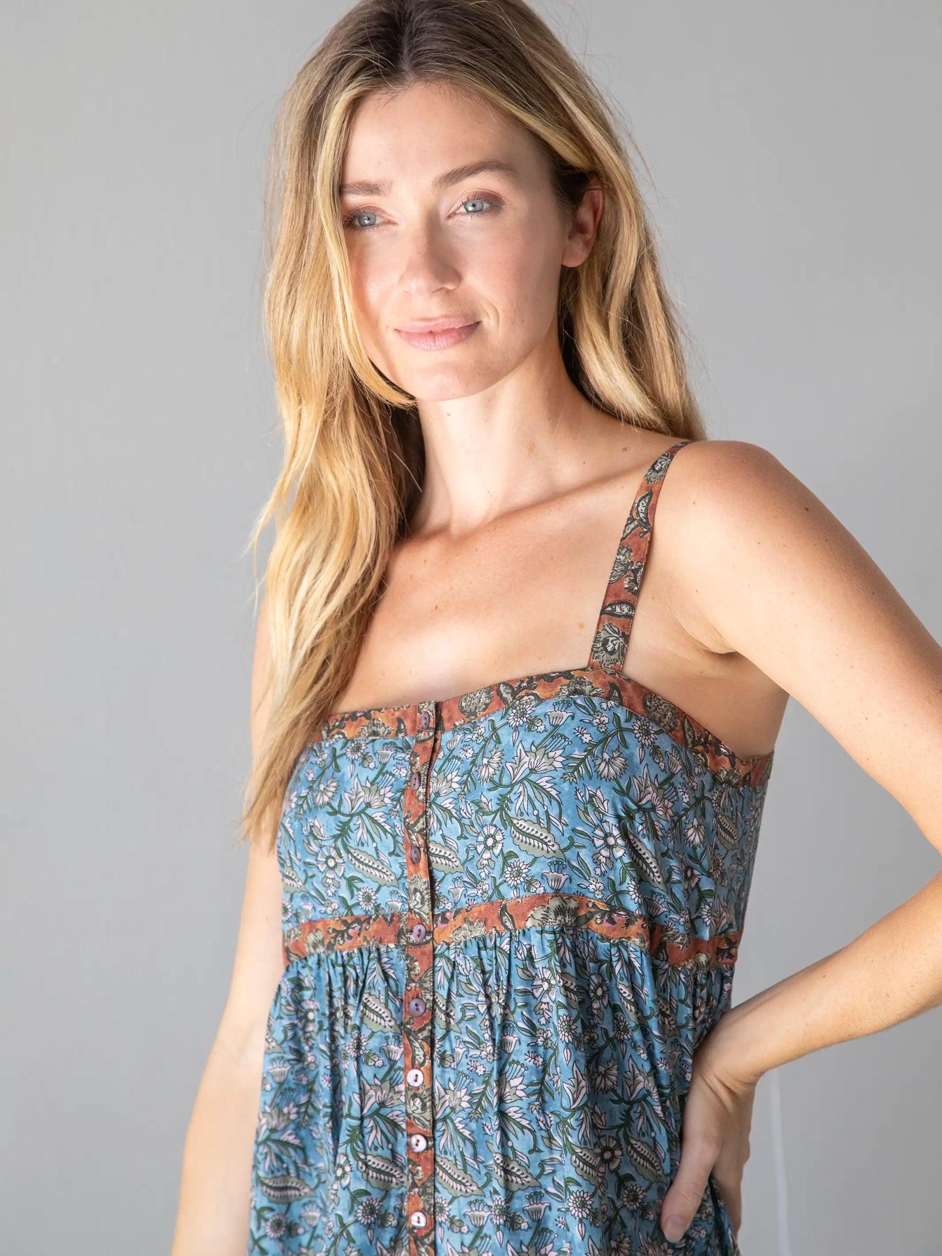 Sidney Maxi Dress - Blue Tan Lilies Product Image