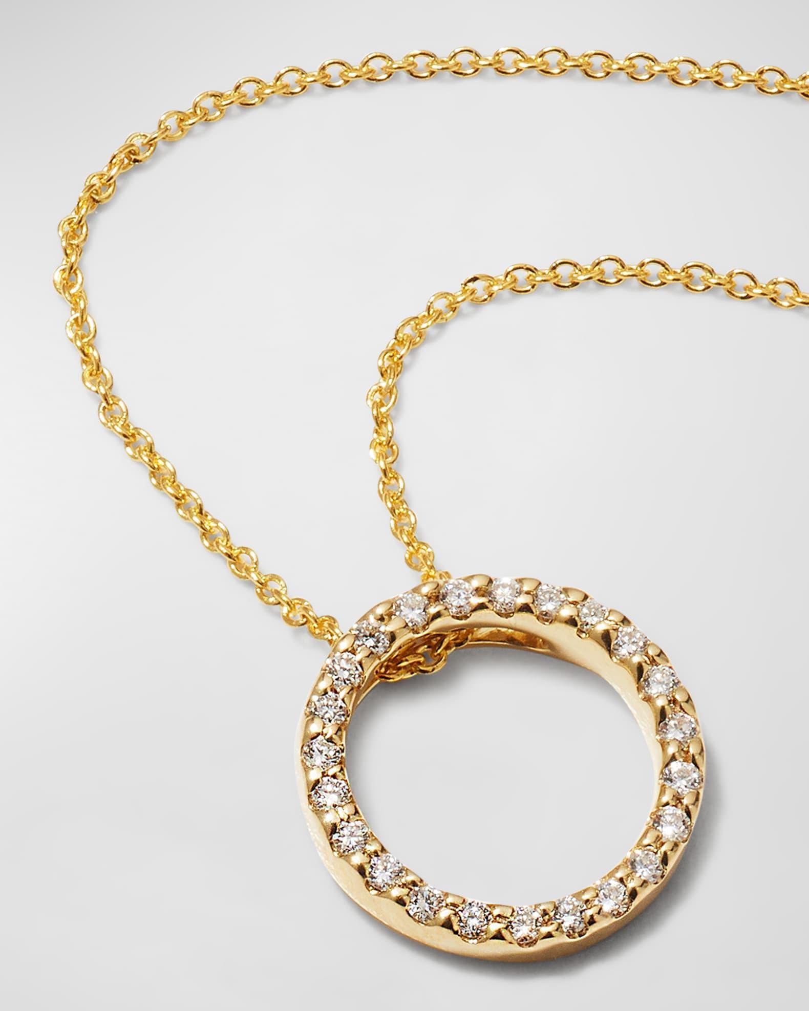 Womens Tiny Treasures 0.11 TCW Diamond & 18K White Gold Petite Circle Pendant Necklace Product Image