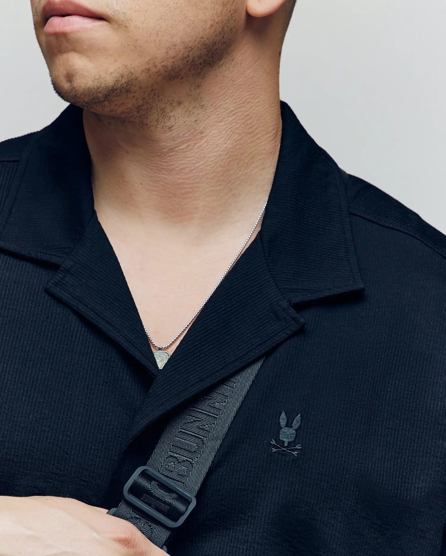 MENS BIG AND TALL JAYME KNIT SEERSUCKER CABANA COLLAR SHIRT - BT0300001 Product Image