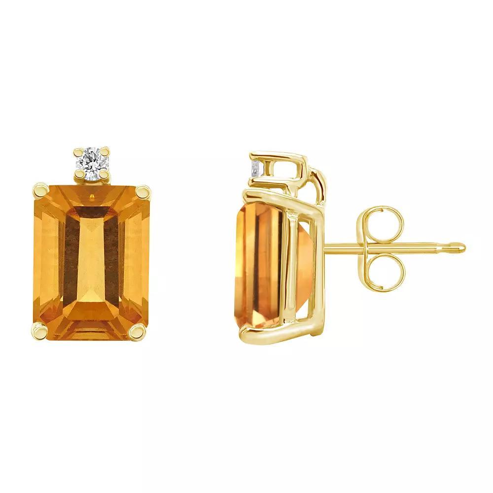 Celebration Gems 14k Gold Gemstone & Diamond Accent Stud Earrings, Women's, Citrine Product Image