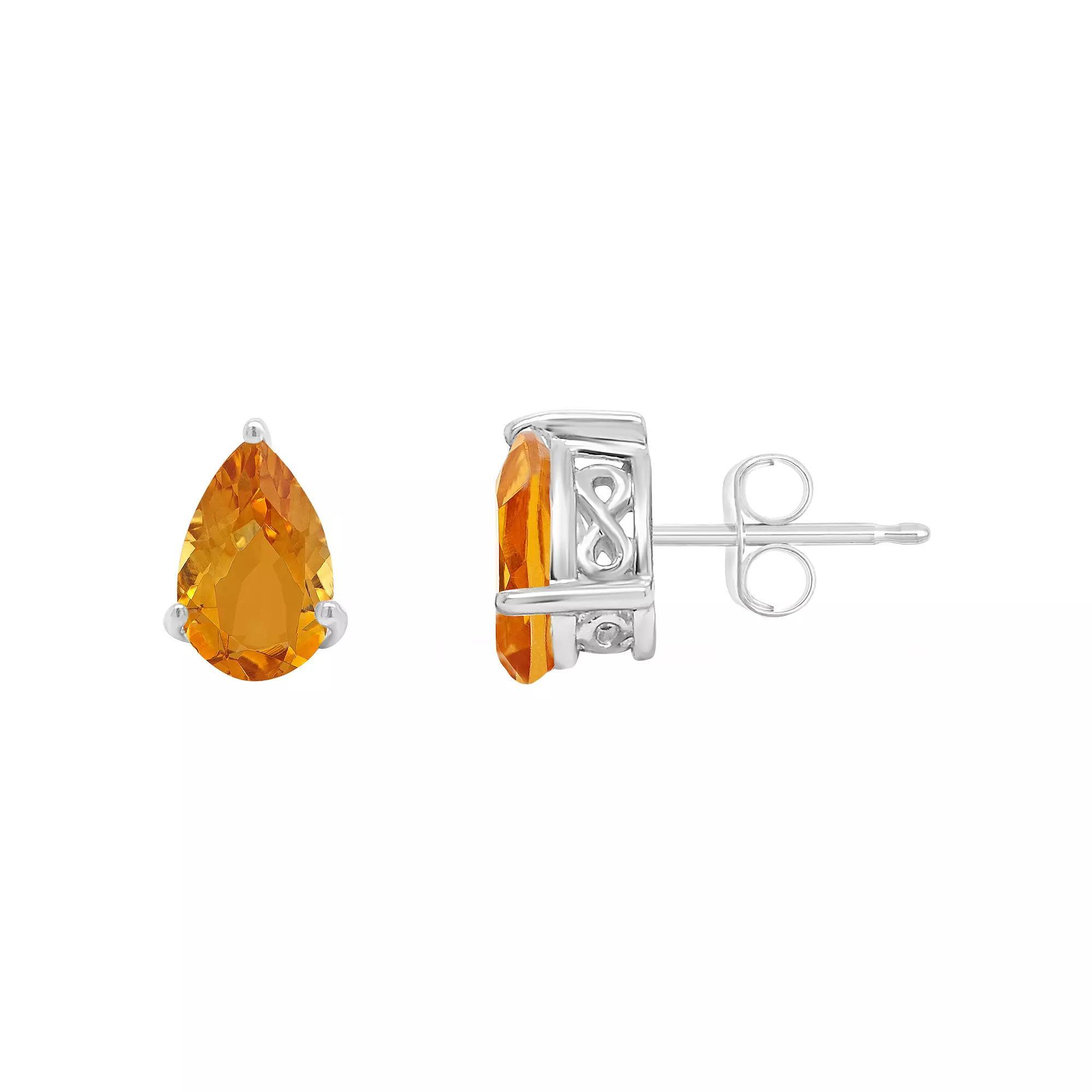 Alyson Layne Sterling Silver Gemstone Teardrop Stud Earrings, Womens, Pink Quartz Product Image