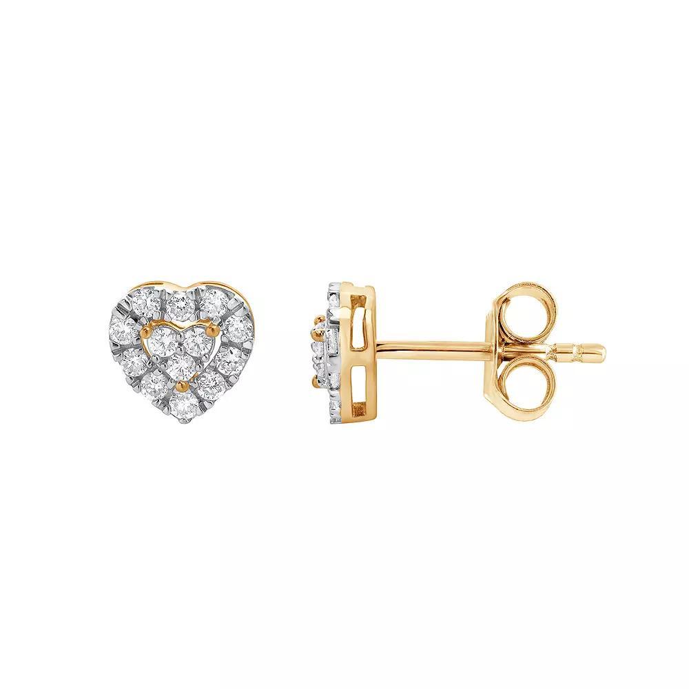 Diamond Brilliance Sterling Silver 1/4 Carat T.W. Lab-Created Diamond Heart Stud Earrings, Women's, Gold Tone Product Image