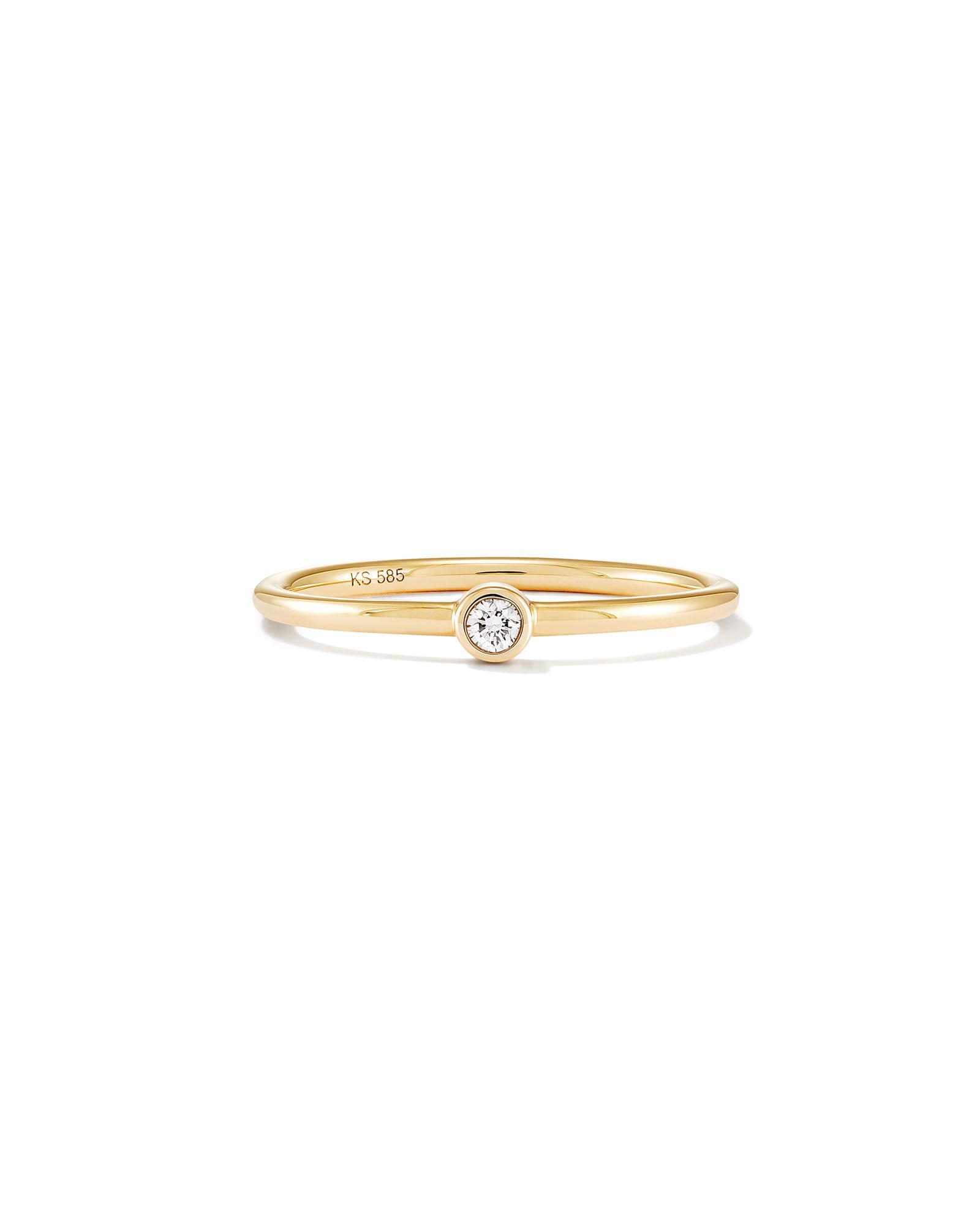 Audrey 14k Yellow Gold Band Ring in White Diamond Product Image