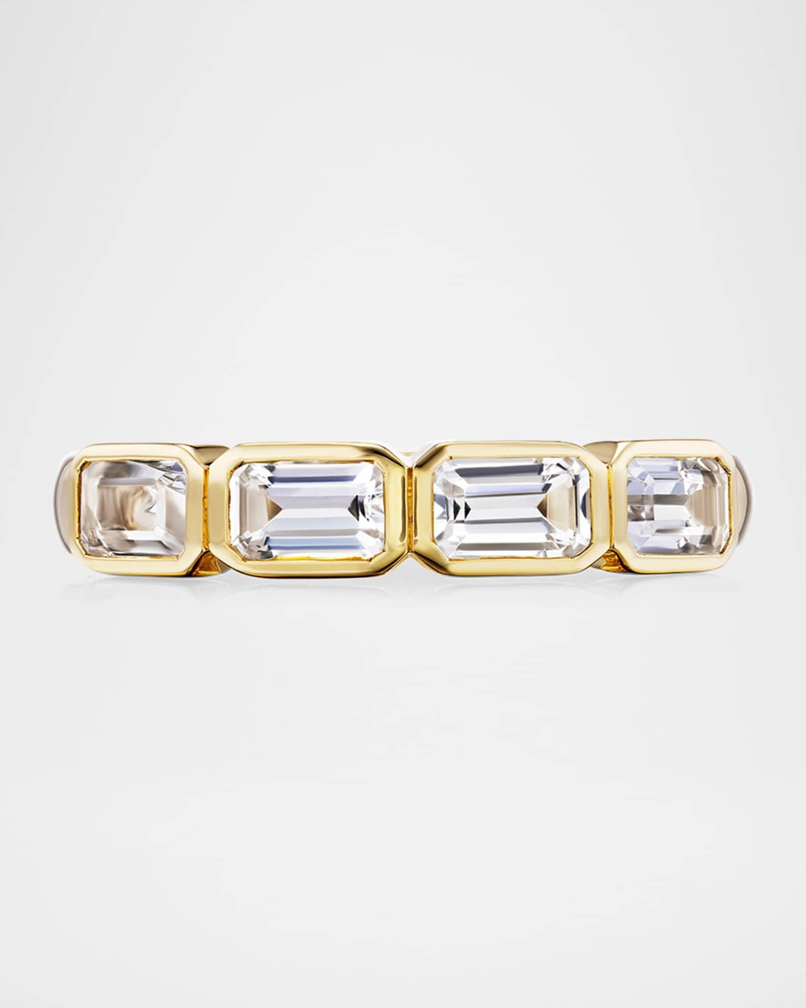 14K Yellow Gold Emerald-Cut Crystal Stacking Band Ring Product Image