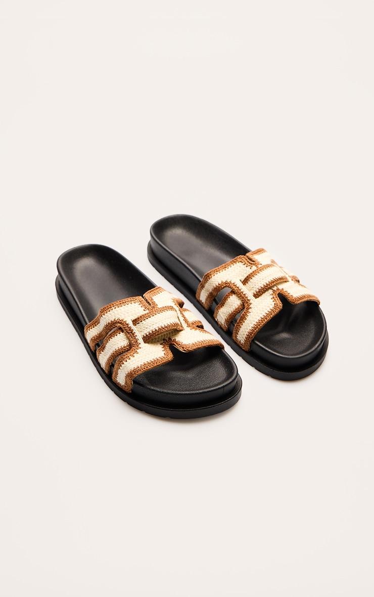 Camel Contrast Raffia Weave Footbed Sandal Product Image