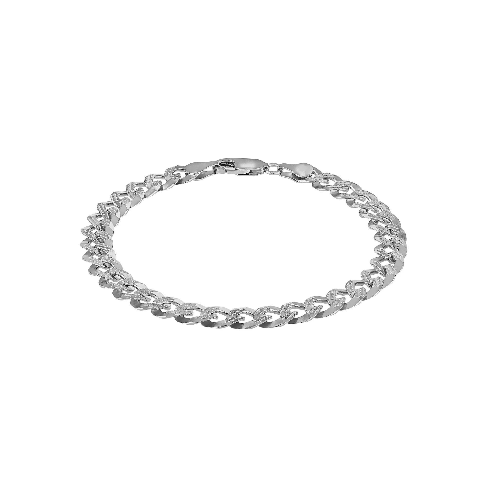 Giorgio di Vicenza 14k Gold Over Silver Textured Curb Chain Bracelet, Mens Sterling Product Image