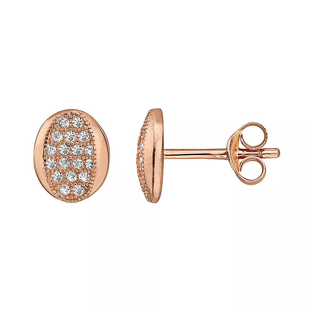 18k Rose Gold Over Sterling Silver Round Cubic Zirconia Stud Earrings, Womens, Pink Tone Product Image