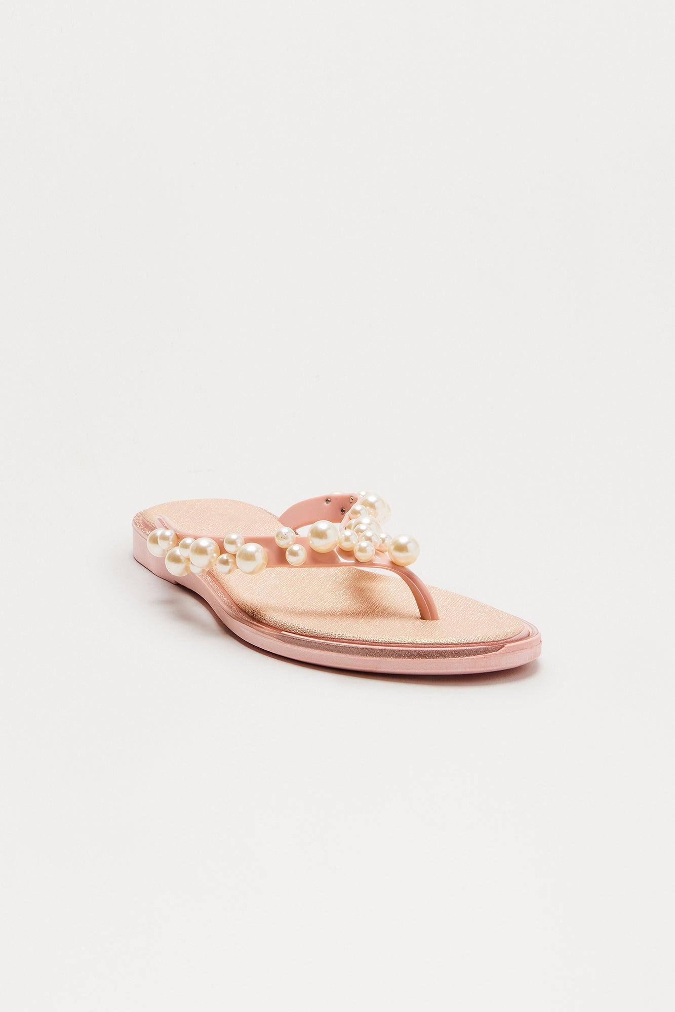 Rumie Pearl Flip Flops - Rose Gold Product Image