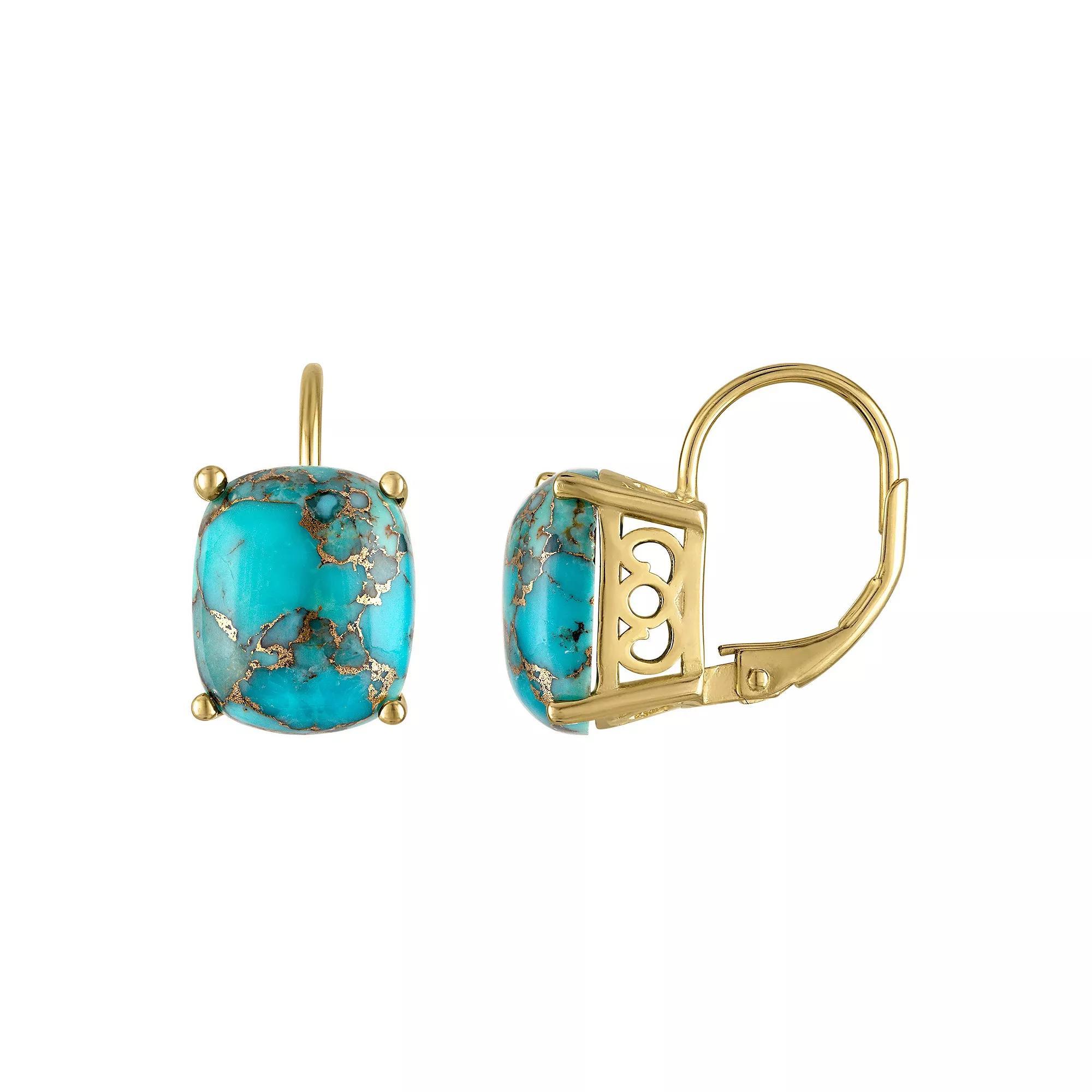 Designs by Gioelli 14k Gold Over Silver Blue Copper Turquoise Drop Earrings, Women's, Sterling Product Image
