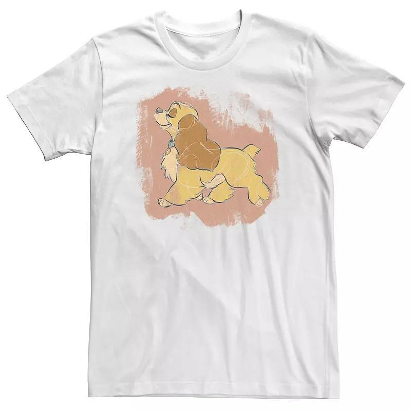 Big & Tall Disney Lady & The Tramp Lady Strut Sketch Tee, Men's, Size: 4XL Tall, White Product Image