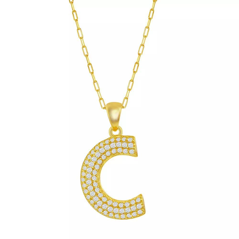 Sterling Silver Cubic Zirconia Block Initial Necklace, Women's, Size: 16-18" ADJ, H Product Image