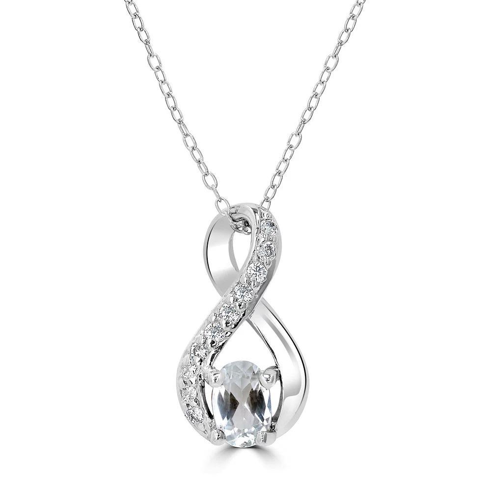 Gemistry Sterling Silver Stone & Cubic Zirconia Infinity Pendant Necklace, Women's, Size: 18-20" ADJ, White Topaz Product Image