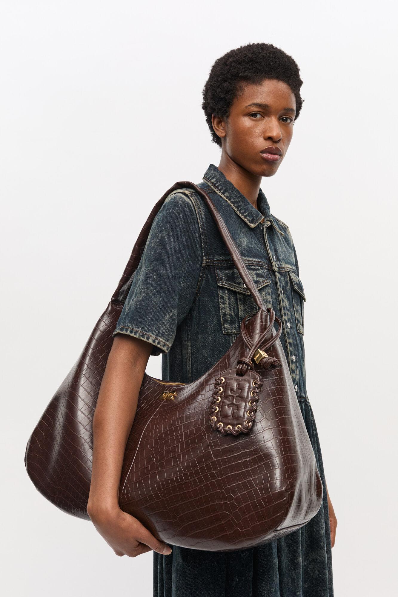 Brown Croco XXL Hobo Bag Product Image